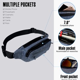 Waterfly Bumbags Waist Fanny Pack Ladies Fashion Bum Bag with Adjustable Belt for Sport Running Hiking Jogging Girls Women Men Denim Blue