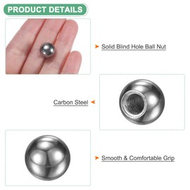 M METERXITY 20-Pack Threaded Ball Nut Knobs, M6x12mm Carbon Steel Female Thread Ball Nut Cap for Lighting Fixtures/Machinery/DIY, Round Solid Screw Cap Cover [Chrome Tone]