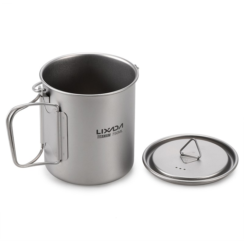Lixada Lightweight Titanium 3 Pieces Set Titanium 750ml Pot 350ml