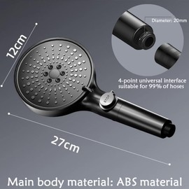 Wnddle Shower Head, Pressure Increasing Universal Shower Heads, Shower Head with Filter, Rain Shower Head Pressure Increasing, Water-Saving Shower Head High Pressure, Hand Shower with 5 Jet Types,