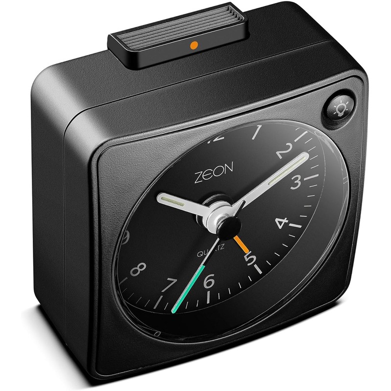 ZEON Travel Analogue Alarm Clock with Light and Snooze Function,