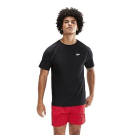 Speedo Men's Essential Short Sleeve Rash top, Black, X-Large