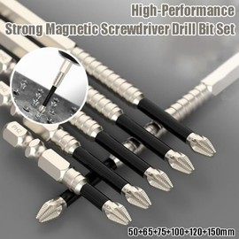 High-Magnetic Screwdriver Drill Bit Set, 6PCS High Magnetic Drill Bit Set, Strong Magnetic Screw-Driver Drill Bits Set, Universal Highs Magnetic Screwdriver Drill Bit 25 50 65 70 90 150mm (12PCS)