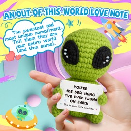 TKGIFTHOT Unique Crochet Alien Decor Gift for Boyfriend, Girlfriend, Anniversary, Valentine's Day, Birthday, Christmas Funny Romantic Gifts for Him Her to My Love Presents