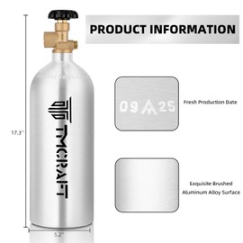 TMCRAFT 15 Cu.Ft Nitrogen Cylinder, High-Strength Aluminum Alloy Inert Gas Tank, DOT Approved Gas Tank with CGA-580 Valve (Ships Empty)