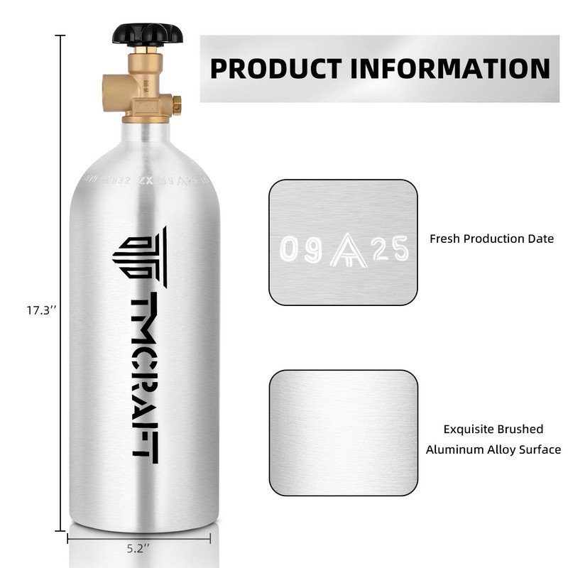 TMCRAFT 15 Cu.Ft Nitrogen Cylinder, High-Strength Aluminum Alloy Inert Gas