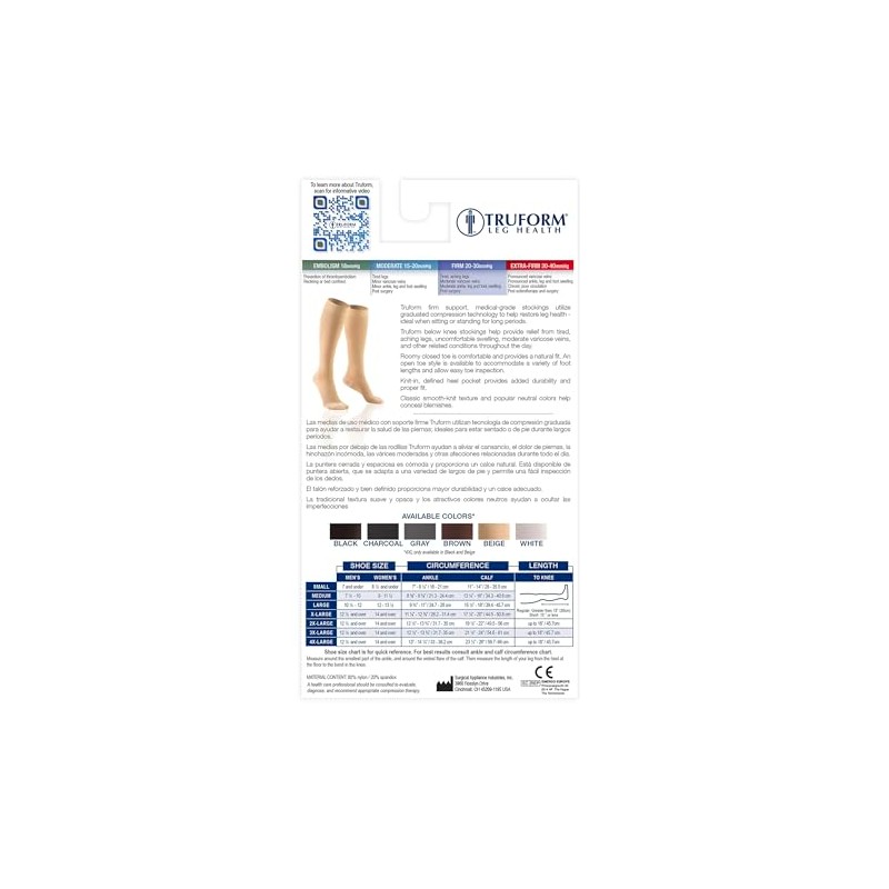 Truform Truform 20-30 mmHg Compression Stockings for Men and Women,