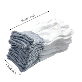 FANGULU 10 Pairs White Nylon Gloves Non-slip And Anti-static PU Gloves Suitable for Machining Electronic Assembly Automobile Making Construction Site Logistics Loading And Unloading(20PCS)