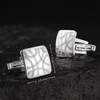Stylish Solid Silver Cufflinks For Men With Modern Chevron Design