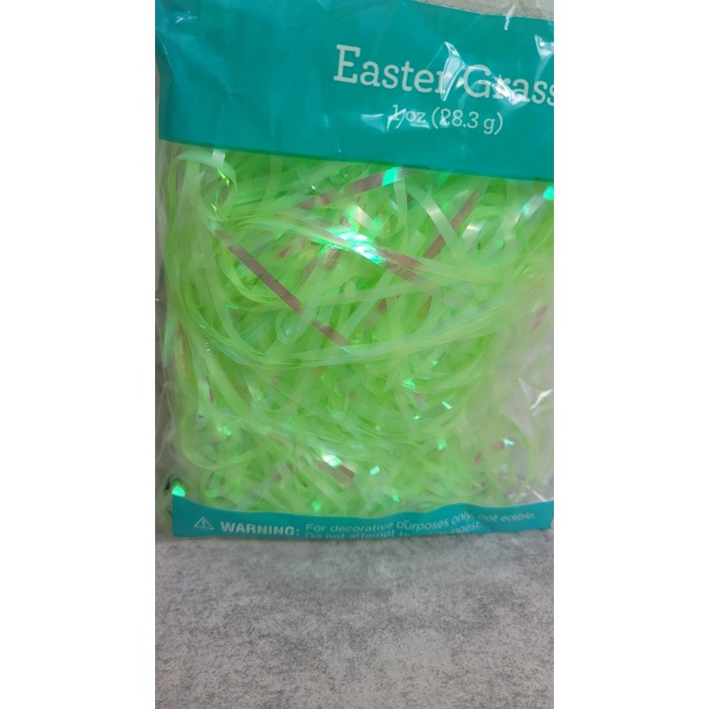 Easter Basket Grass Plastic Neon Green Shiny Christmas Filler Decor