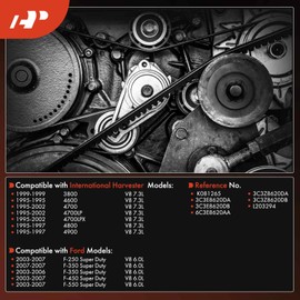 A-Premium Engine Serpentine Drive Belt Compatible with Ford & International Harvester Cars - F-250 Super Duty, F-350 Super Duty, F-450 Super Duty, F-550 Super Duty, 4600, 4700, 4700LP, 4800 & More