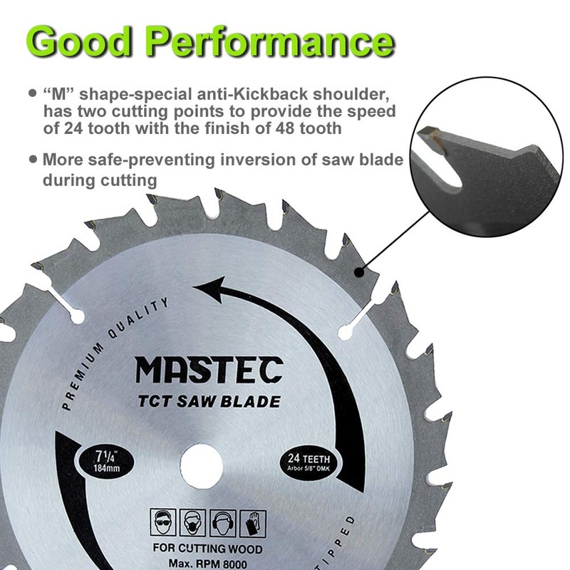 Framing Saw Blade Circular 7-1/4-Inch 24 Tooth with ATB Carbide