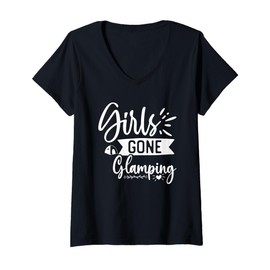 Womens Girls Gone Glamping Nature Adventure Summer Glampers 2025 V-Neck T-Shirt