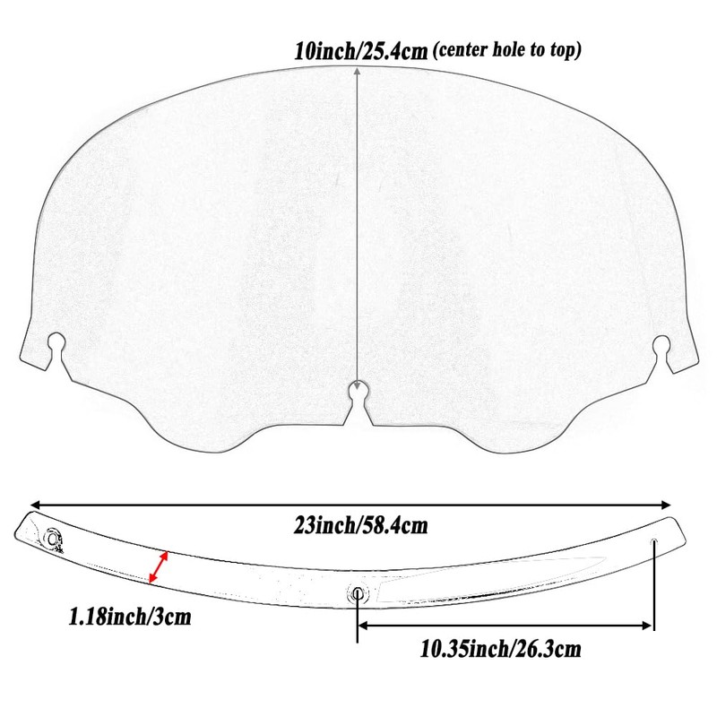 10.5inch Smoke Windshield + Gloss Black Windshield Trim Windscreen Compatible