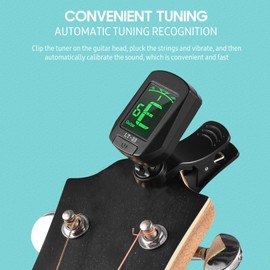 Guitar Tuner Clip-On Tuner Digital Mini Electronic Tuner with LCD Display for Guitar Bass Violin Ukulele Chromatic