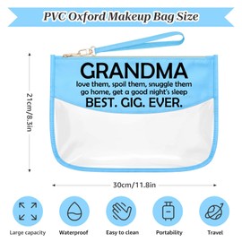 Sazuwu Grandma Gifts from Grandkids Blue Makeup Bag with Zipper Grandmother Birthday Gifts from Grandson Nana Mothers Day Cosmetic Travel Bag Organizer Christmas Retirement Present
