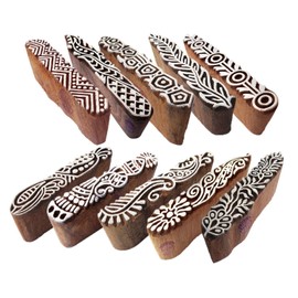 Textile Wooden Blocks Innovative Border Design Printing Stamps (Set of 10) Htag2160