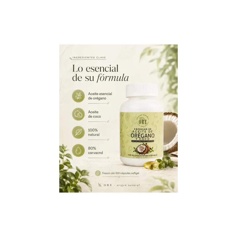 Aceite De Orégano Y Aceite De Coco En Capsulas 100