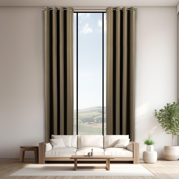 Best Home Fashion Extra Long 19 FT Blackout Curtain, Antique