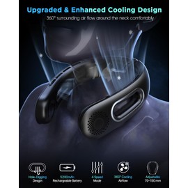 Hotsales Neck Fan, Hands Free Bladeless Neck Fans Portable Rechargeable, 360° Cooling Neck Fan, 4 Speeds, Quiet, 5200 mAh Battery Operated USB Wearable Personal Fan Gifts for Women, Travel, Outdoor