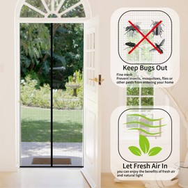 CHIYUNS Screen Door Mesh Magnetic Closure 34 x 82 inch, Self Closing Fiberglass Mosquito Net with Magnet for Doors, Heavy Duty Bug Fly Screens Curtain for Doorway, Keep Bugs Out, Pet Friendly