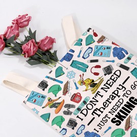 MEIKIUP Skiing Tote Bag - Unisex Adults - Medium - Canvas - Water Resistant - Skiing Enthusiasts, Gift Recipients