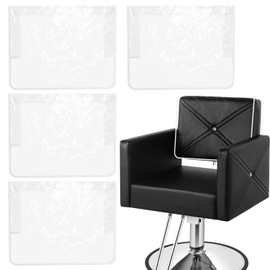 MIMWOW 4 Pcs Salon Chair Covers, Clear Plastic Protectors for Standard Salon & Office Chairs, Prevents Damage, White