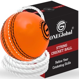 ONEGlobal Incrediball String Cricket Ball | Outdoor and Indoor Soft Hanging Cricket Ball For Footwork, Timing and Solo Training (1-Red) (1Pack-ORANGE)