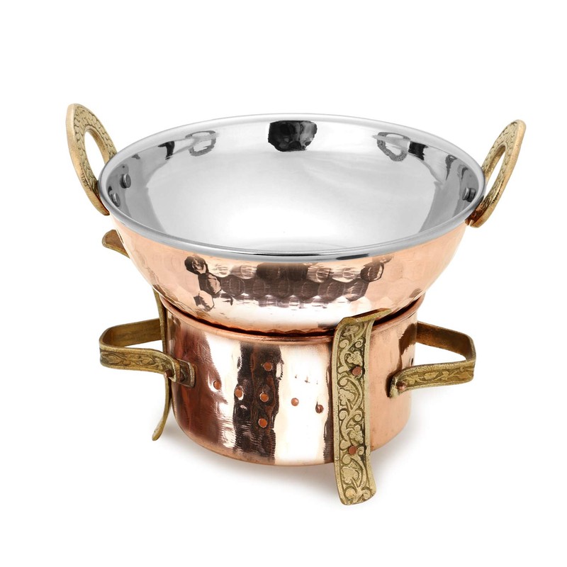 Zap Impex Original Indian 3 Piece Serving Set Karahi Angithi