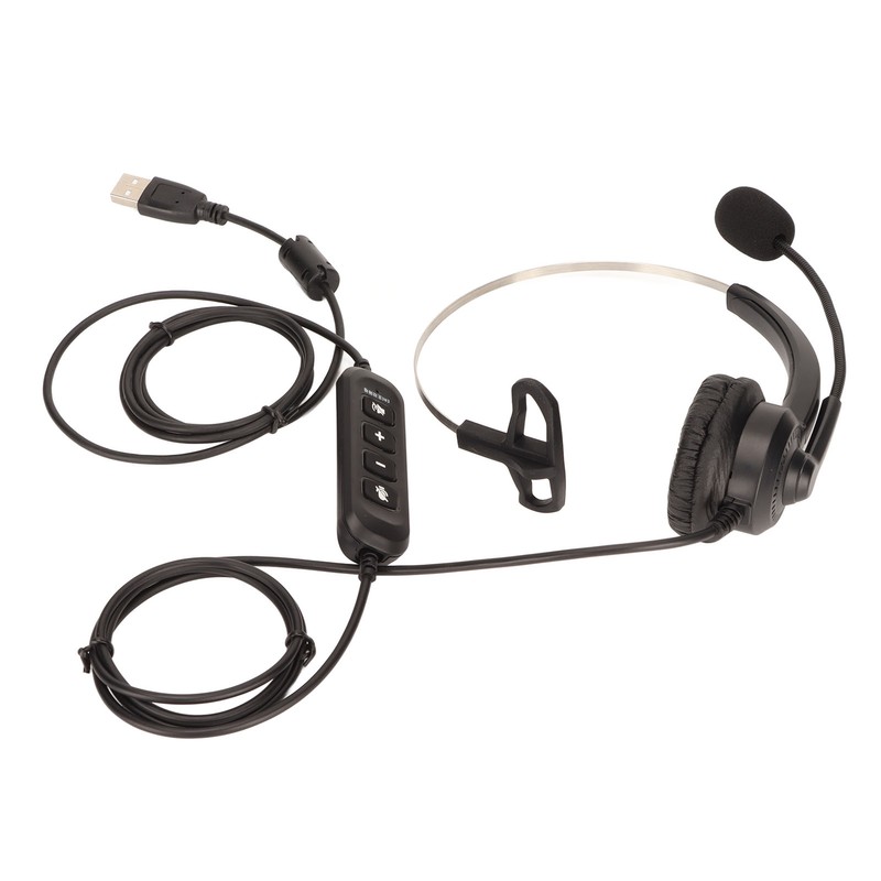 USB Business Headset Noise Reduction Single Sided Ear Headphone Supports