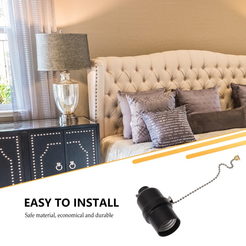 HOMSFOU E27 Lamp Holder with Drawstring - Change Pull Chain,