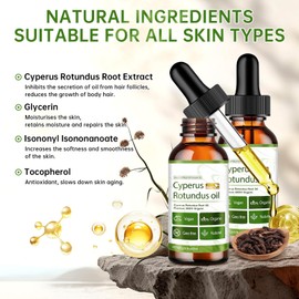 Cyperus Rotundus Oil, 2 PCS Natural Rotundus Oil for Hair Removal, Cyperus Oil Reducing Body Hair Growth, Moisturizing & Soothing for Skin Care