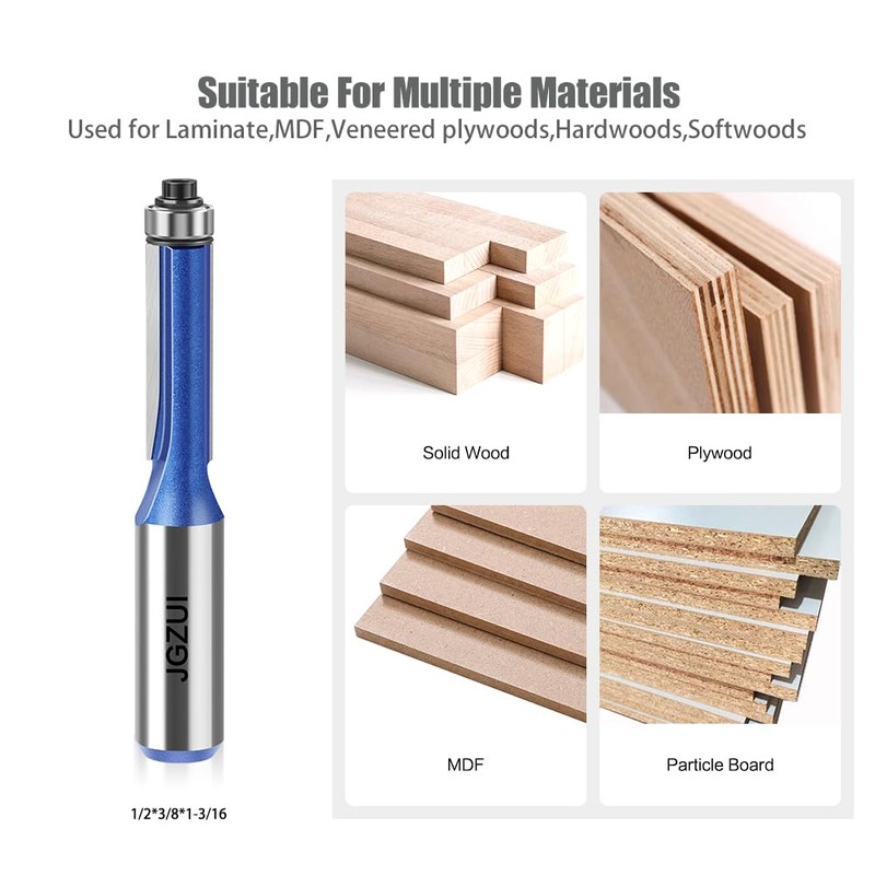 Flush Trim Router Bit 1/2 Inch Shank, Straight Flush Trim
