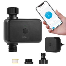 Garten Bewässerungscomputer mit WiFi Hub, Johgee Smart WLAN-Bewässerungsuhr mit Bluetooth und App Steuerung, Automatische/Manuell Wasser Zeitschaltuhr für Garten Rasen