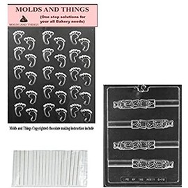 Baby Feet Baby Bootie chocolate candy mold Baby Block Pretzel Chocolate candy mold With Copywrited candy Making Instruction + 50 STICKS