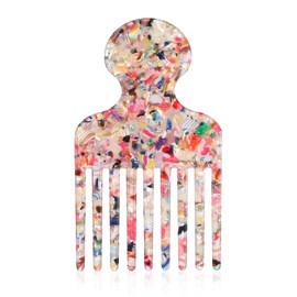 Afro Hair Pick Comb for Women Men 4.8'' Detangling Lifting Combs Wide Tooth Comb for Curls Acetate Combs Hair Styling Tool(Colorful)