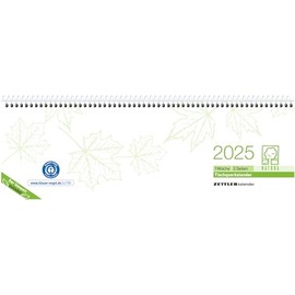 Zettler - Table Landscape Calendar 2025 Recycling, 29.6 x 9.9 cm, Office Calendar with 120 Pages, Daily, Weekly and Interest Day Counting, Tax Dates, Recycled Paper and International Calendar
