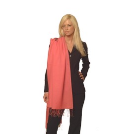 Cashmere Pashmina Group: Solid Pashmina Shawl, Scarf, Wrap & Stole(Regular Size) (DEEP Coral)