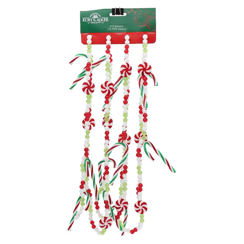Kurt Adler 9'Red/Green/White Candy Garland 2/A