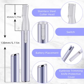 Landhoow Women's Electric Eyebrow Trimmer, 3 Pieces Set with Adjustable Comb and Brush, Precision Shaping and Hair Removal for Clean Finish