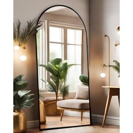 ITSRG Floor Mirror, Full Length Mirror with Stand, Arched Wall Mirror, 26"x68" Mirror Full Length, Black Floor Mirror Freestanding, Wall Mounted Mirror for Bedroom Living Room, Black
