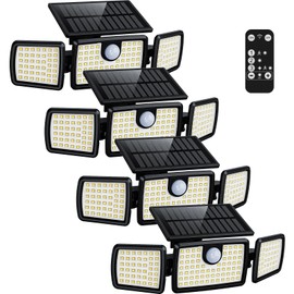 MIHANI Solar Lights Outdoor, Quick Charge Solar Motion Deck Lights Outdoor for Deck with High Brightness, Larger Built-in Tempered Glass Panel, Sensitive PIR Motion Inductor (Remote,4 Pack)