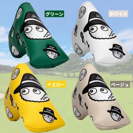 Ncolor Putter Cover Golf Headcover Pin Shaped Magnet Fit Scotty Cameron Odyssey Putter Cover White Green Yellow (Beige)