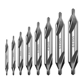Saipor 8 Pieces HSS Centre Drill Bit Set, 60 Degree Angle Countersunk Drill Bit High Speed Steel Centre Drill Bits for Lathe Milling Metalworking (1/1.5/2/2.5/3/4/5/6 mm)