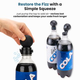 Jokari Keeper Pump and Pour Soda Bottle Cap Preserves Carbonation with Flip Top Spout for 1 to 2 Liter Plastic Bottles Reusable Fizz Saver Dishwasher Safe Carbonated Drink Lid Black