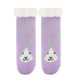 Fuzzy Socks for Kids Non Slip Thick Thermal Slipper Socks Cozy Warm Winter Socks Boys Girls 8-12 Years Purple Rabbit 8-12 Years