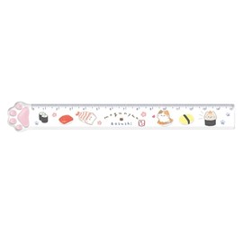 Kamio Japan 225618 Paws Ruler, 5.9 inches (15 cm) Ruler, Mogunyan, Sushiya-san
