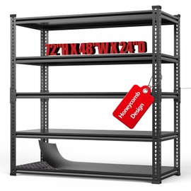 Innovative Garage Shelving Heavy Duty Storage Shelves, 48" Wide Garage Shelves 3000lbs Capacity, Adjustable 5 Tier Industrial Shelving Storage Rack for Garage Basement Warehouse, 72"H X 48"W X 24"D