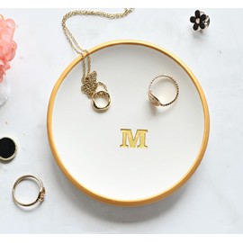 OVENKEI Jewelry Tray (M) - Classic Ceramic Engraved Jewelry Tray for Women's Accessories, Perfect for Birthday Gifts