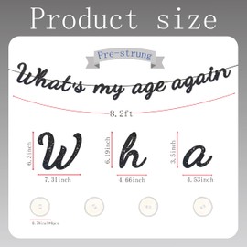 Whats My Age Again Glitter Banner,With adhesive hooks-NO DIY,Old English Birthday Banner-Funeral Birthday Decorations for 20th 30th 40th Birthday